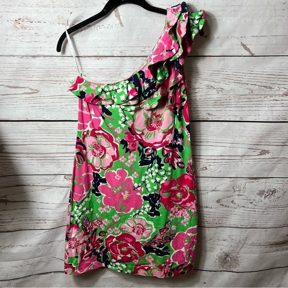 Lilly Pulitzer "Whinnie a Thing Called Love" Floral Silk Ruffle Dress Small - Picture 6 of 8